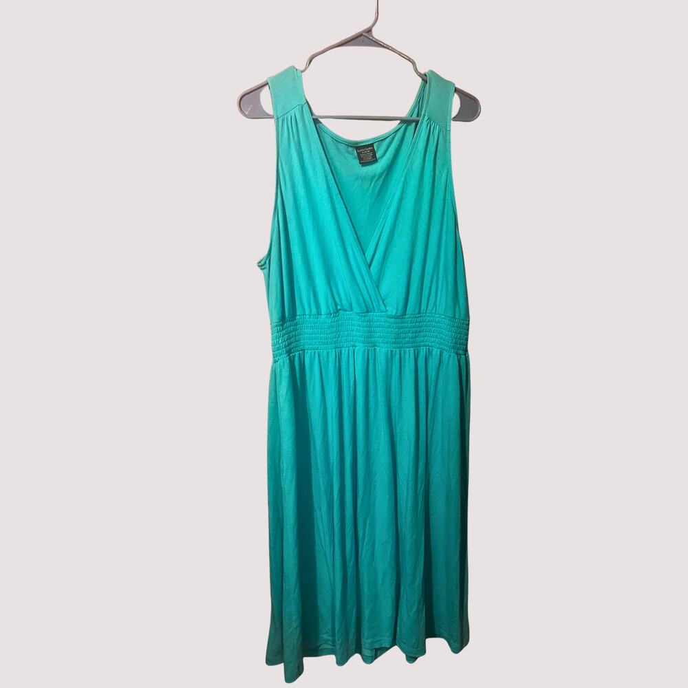Faded Glory Women’s XL Blue V-Neck Dress Elastic Waist Dress